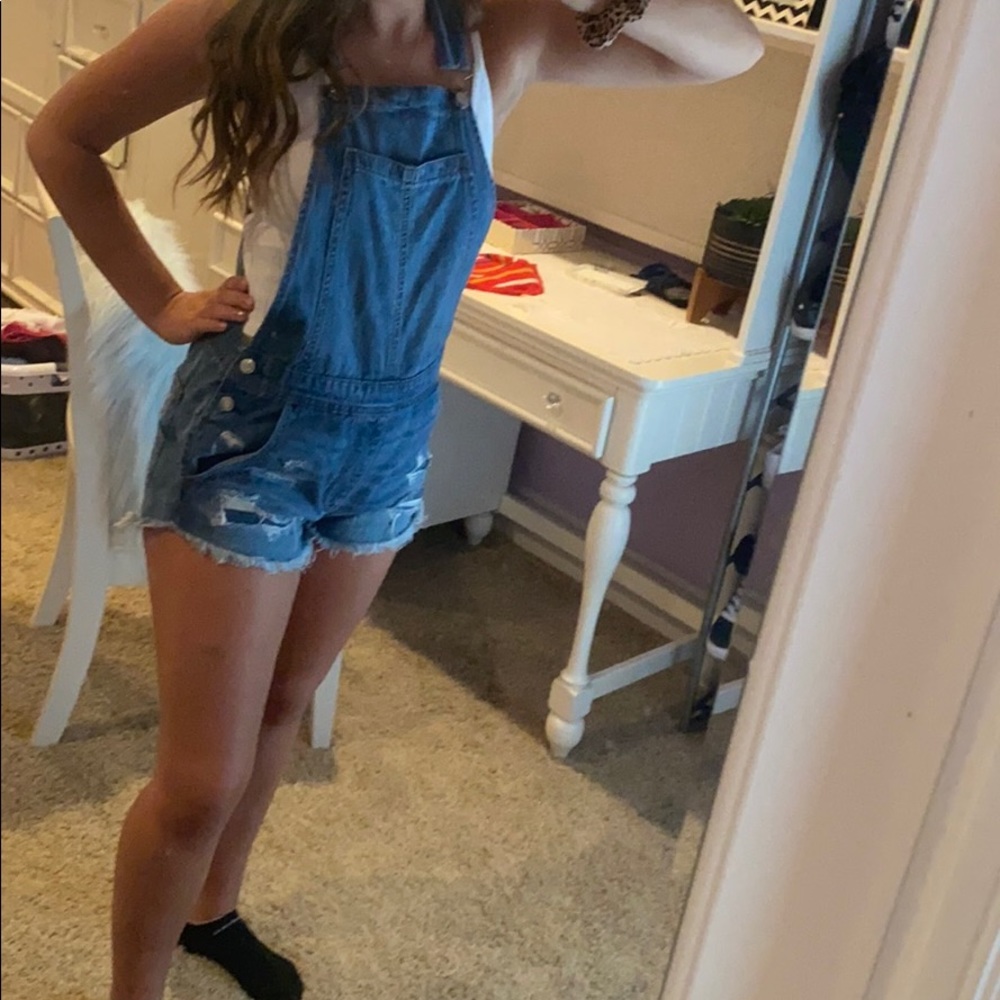 Blue jean shirt overalls